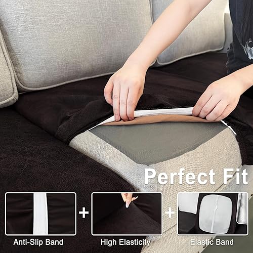 Miniatura 4 de Fundas de cojín de sofá con aspecto de cuero, juego de fundas de asiento de sofá, protector de muebles para sillón seccional, sofá biplaza para