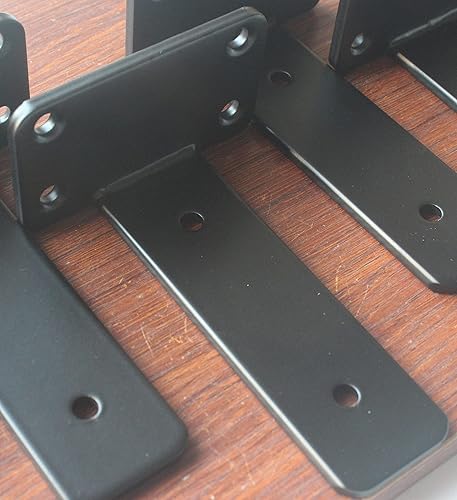 Vista 27 de Paquete de 16 soportes de estante en L ocultos negros de 6 pulgadas (1/5 pulgadas de grosor) soportes flotantes de hierro para estantes industriales