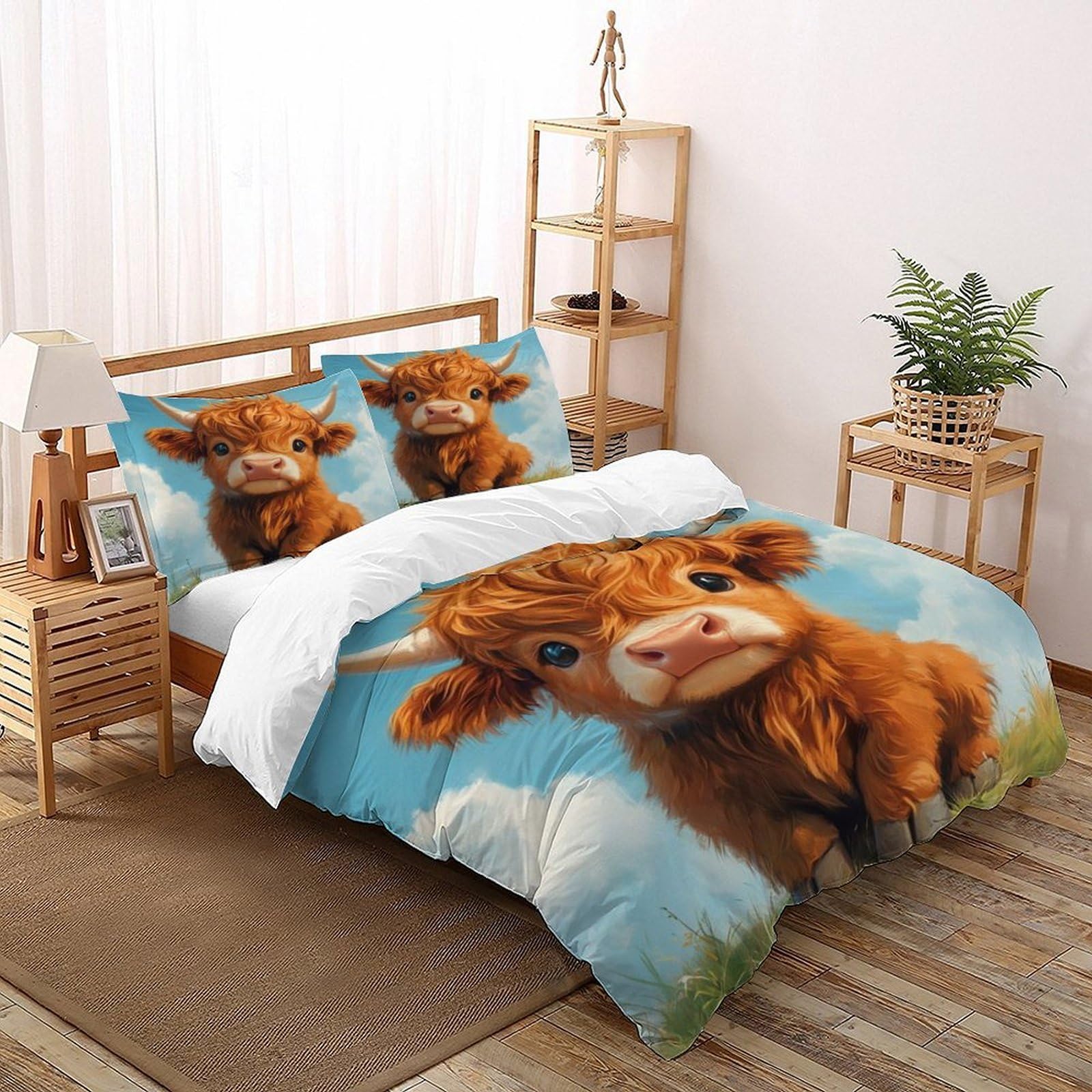 Calf Bedding Set Theme Bedspread Animal Theme Duvet Cover Set Microfiber Quilt Cover Universal for All Seasons with Pillowcase Super King（260x220cm）