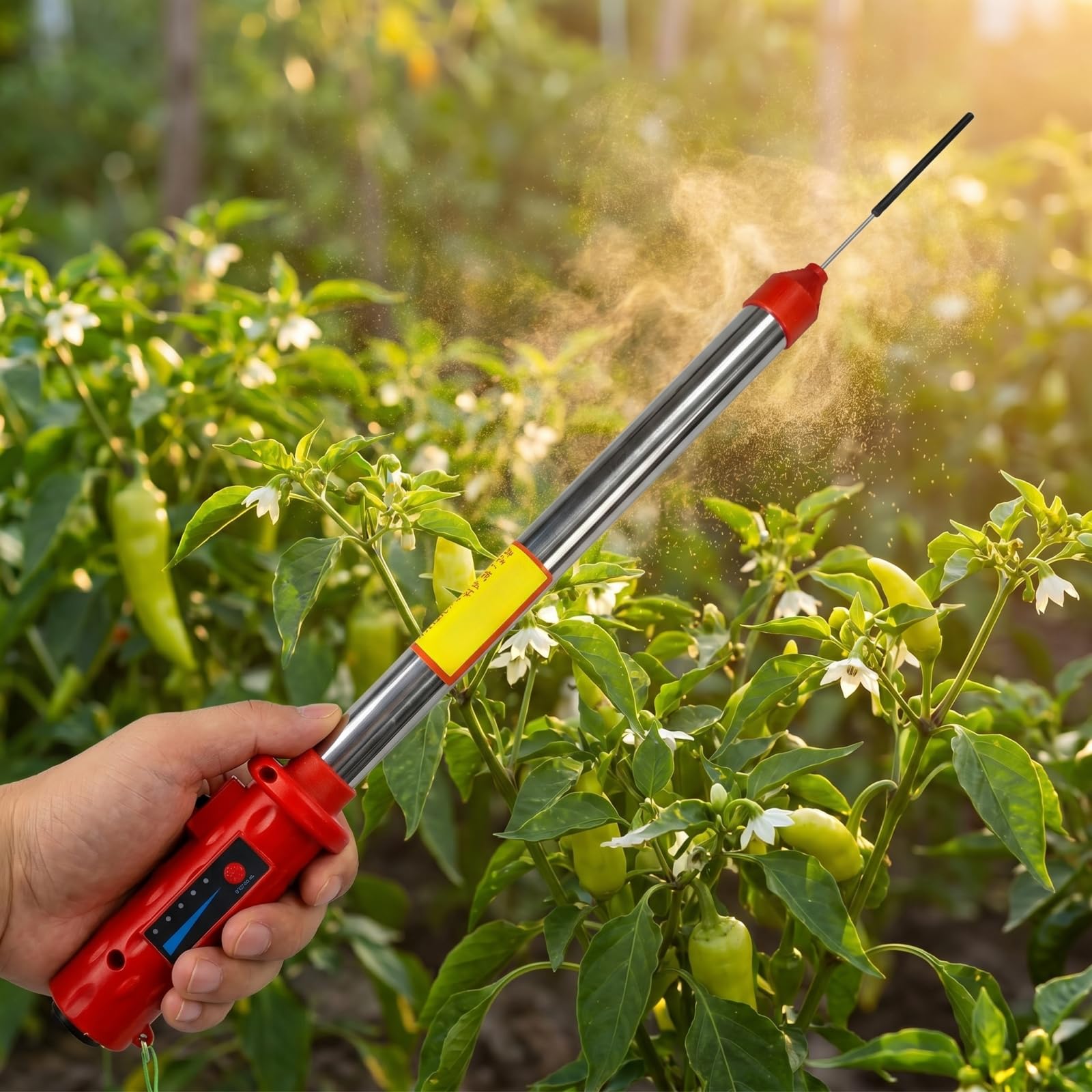 Polinizador Eléctrico Inalámbrico para Tomates, Herramienta De Polinización De Hortalizas con Indicador De Batería, Máquina De Polinización Rápida para Hortalizas De Interior Y De Invernadero.