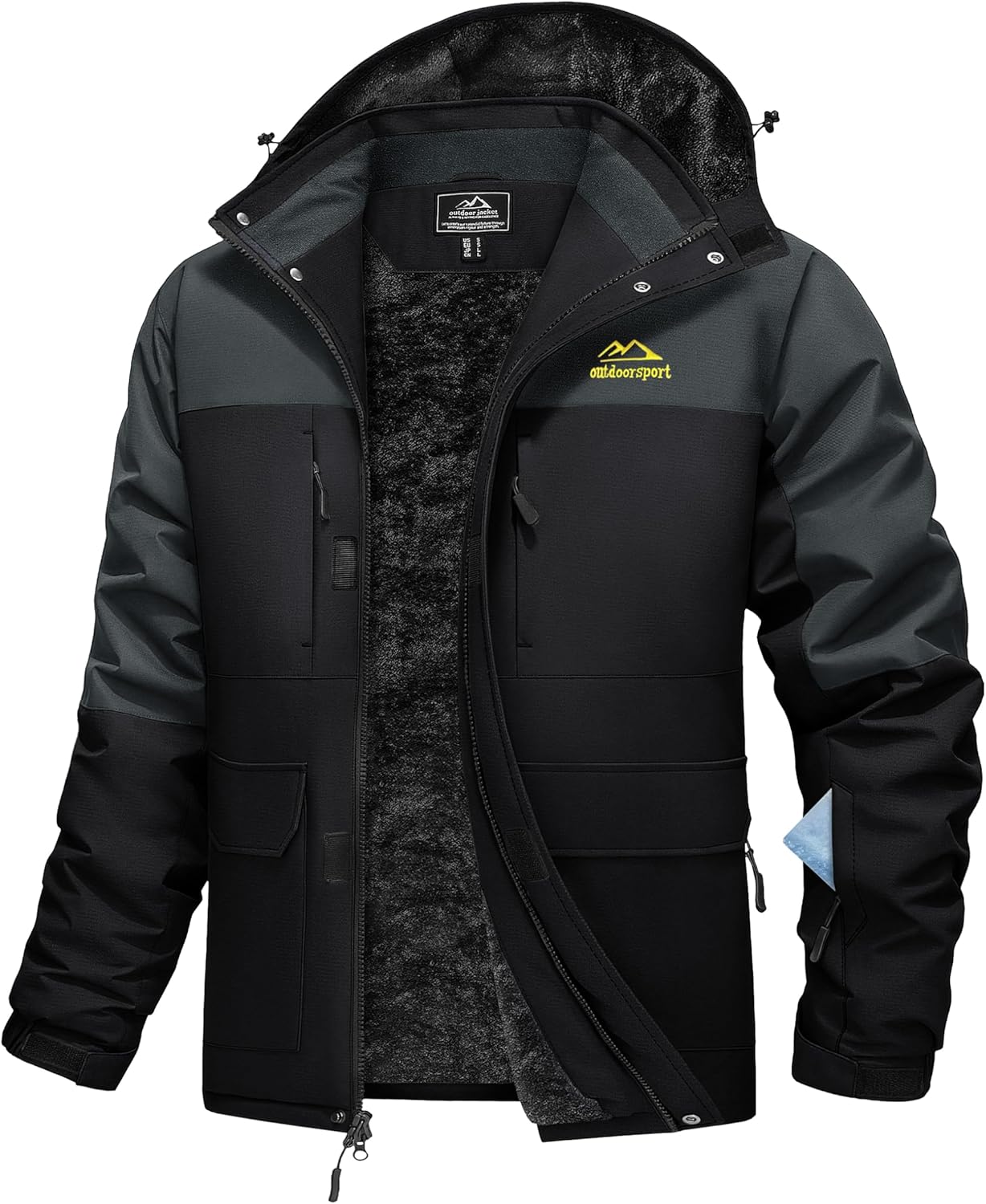 MAGCOMSEN Men's Winter Coats Ski Snow Waterproof Jackets Fleece Warm Snowboard Hooded Jacket Parka Raincoats 9 Pockets