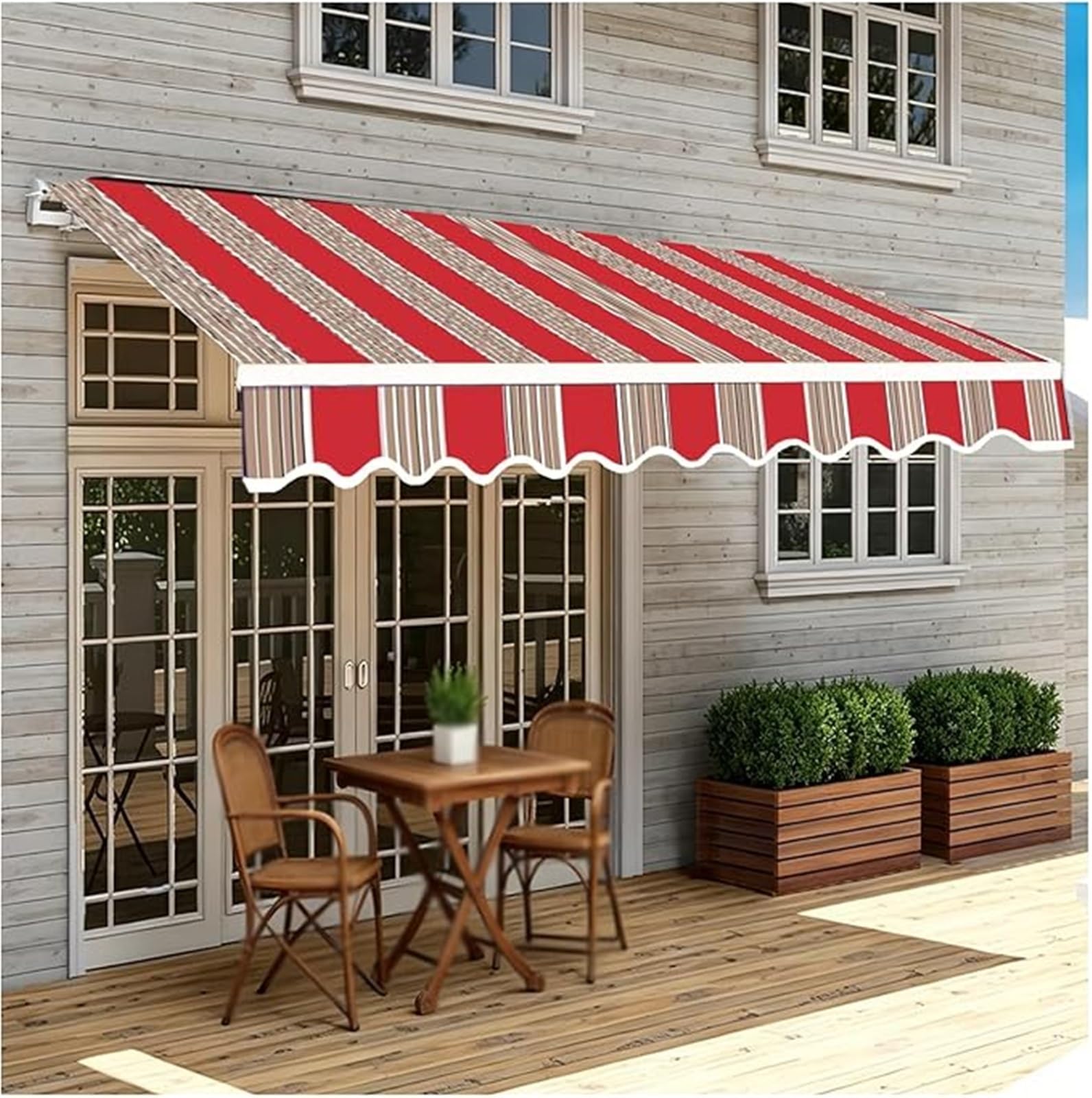 Toile de store banne rouge rayée W19.6xL16.4FT pour rentoilage de terrasse