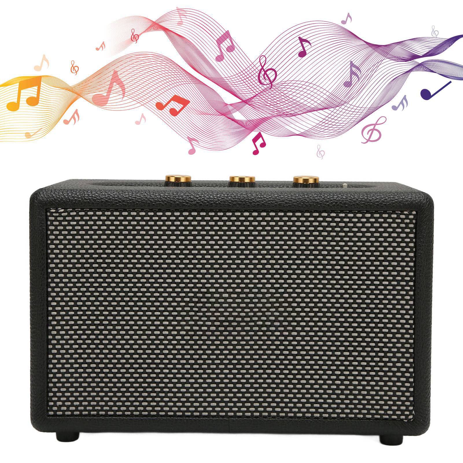 Cocoarm Pelle Vintage Altoparlante Bluetooth, 10W Controlli a Manopola