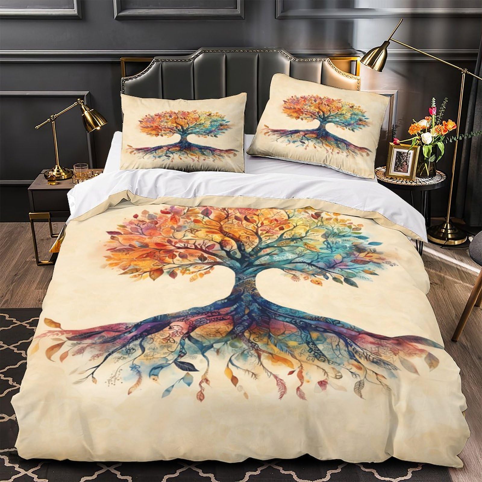 Parure de lit aquarelle fantastique pour chambre de femme cosy 140x200