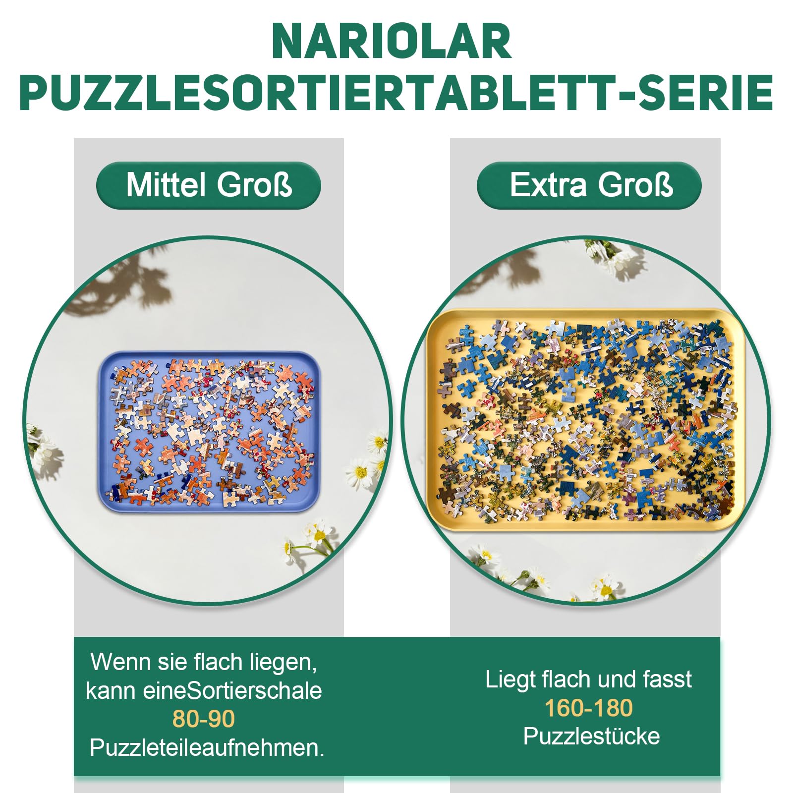 Nariolar 43.0 * 30.5CM Stapelbare Puzzle-Sortierer, 6er-Pack Puzzle Sortierschalen zum Sortieren von 2000/3000/5000 Puzzles-Stücken