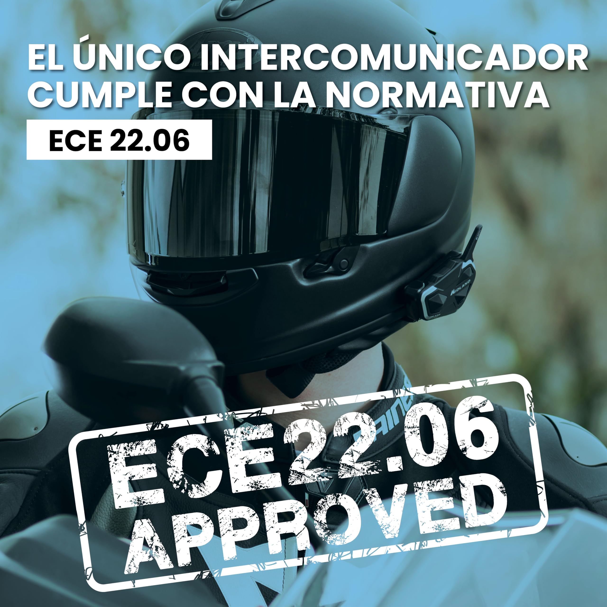 MIDLAND - R1 Mesh Intercomunicador Casco Moto, 2 Auriculares Inalámbricos Bluetooth + Mesh, Waterproof IPX6, Alcance 500m, 23H, Audio RCF, Stereo Background, Compatible con TFT y Radio FM, 6 Personas