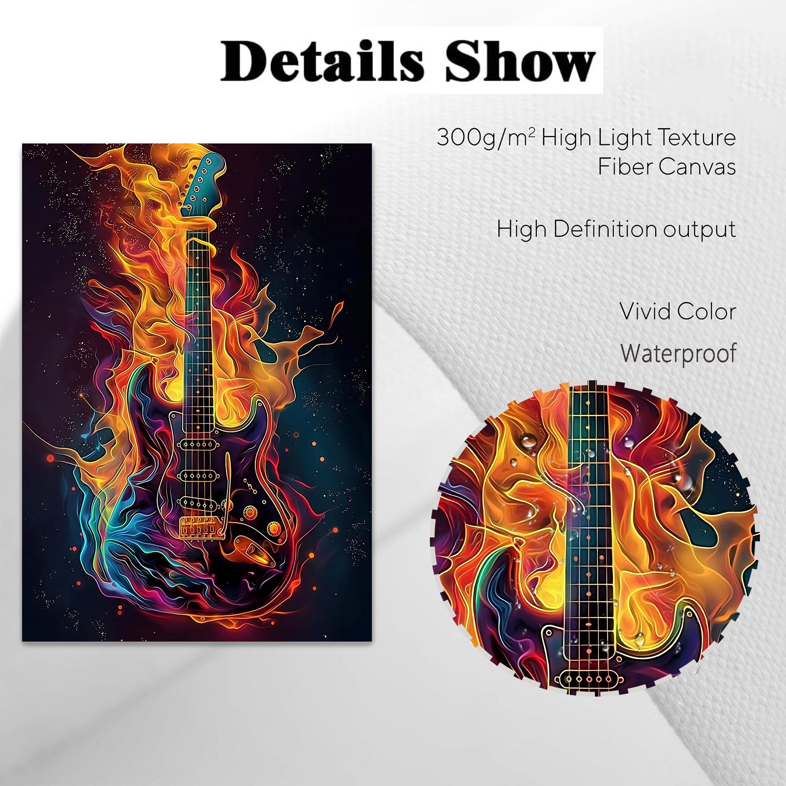 ★アウトレット★ パネルアート Fire guitar デジタルプリントアート Amazon.com: Electric Guitar Wall Art Fire Burning Poster Jazz