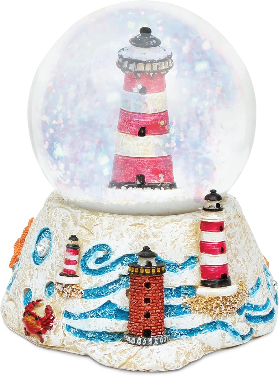 COTA Global Lighthouse Stone Snow Globe - Sparkly Water Globe Figurine with Sparkling Glitter, Collectible Novelty Ornament for Home Decor, for Birthdays, Christmas, and Valentine's Day | Coolest snow globes for women, Collectible Snow Globes Perfect Giraffe Decor for Home, Office Space, Figurine Shelf, or Desk