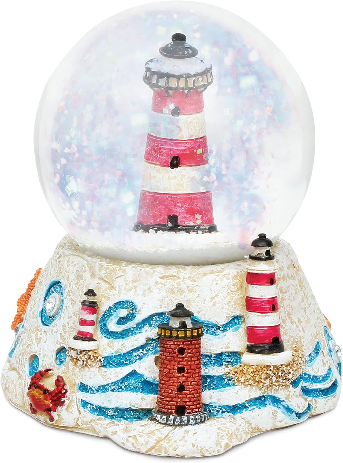 COTA Global Lighthouse Stone Snow Globe - Sparkly Water Globe Figurine with Sparkling Glitter, Collectible Novelty Ornament for Home Decor, for Birthdays, Christmas, and Valentine's Day