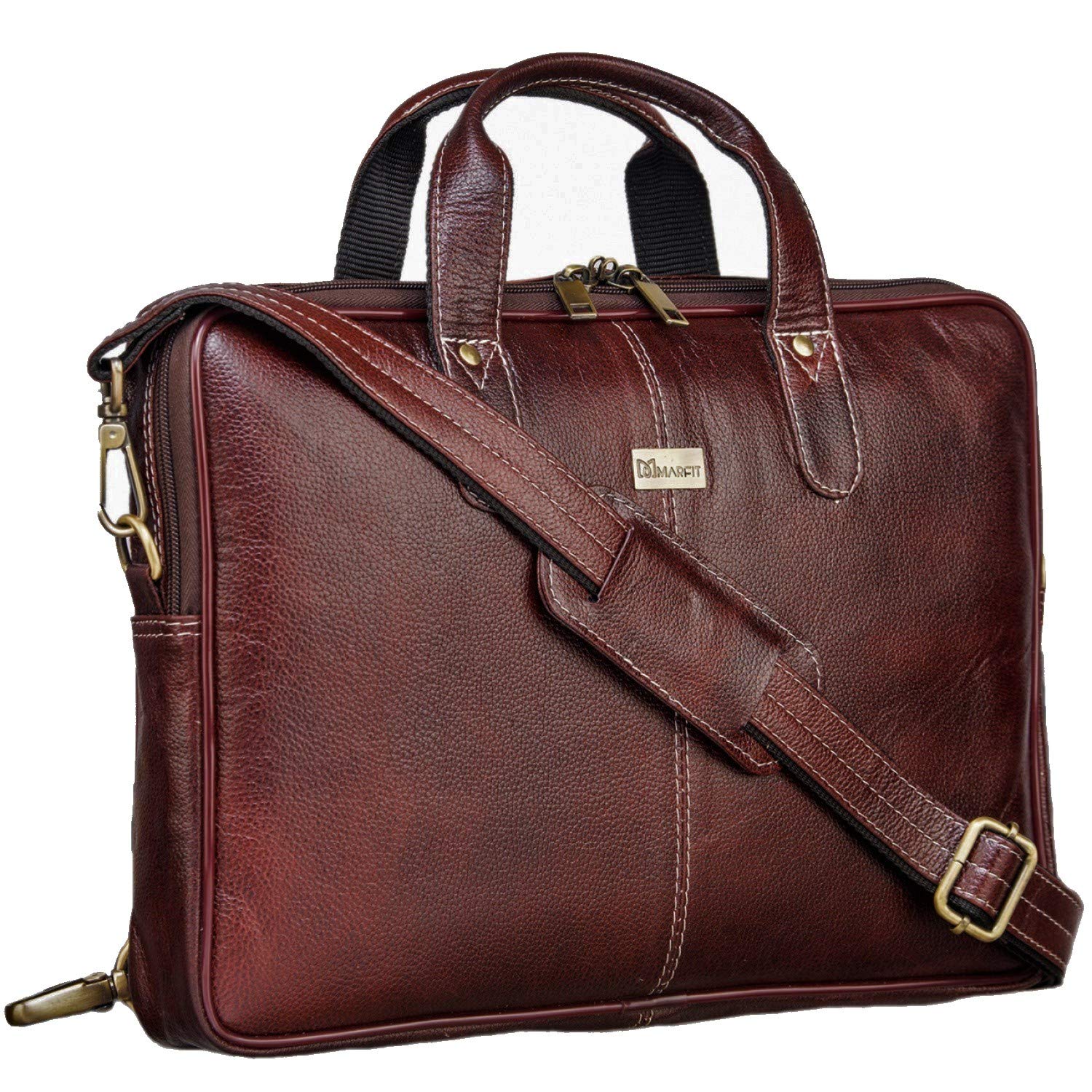 MARFIT Genuine Leather 16 inch Laptop Messenger Sling Bag for Men Office Bag | Travel Bag | Laptop Bag (Brown) (RA-MB2155082BRN) (B0C7QPYRGG) Amazon Price History, Amazon Price Tracker