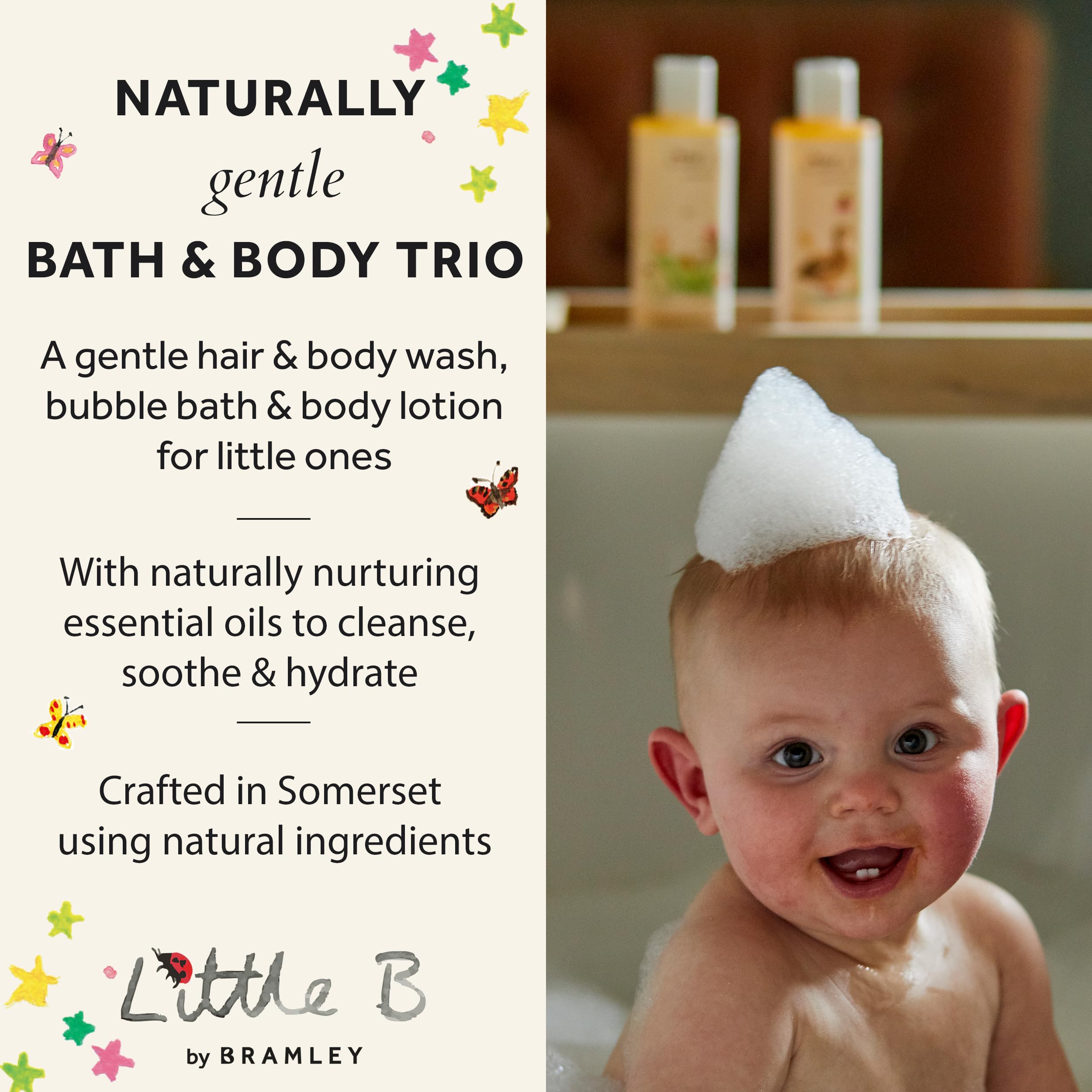 Bramley Little B Mouse Gift Set, Baby & Child Bath & Body Travel Set 3 x 50ml with Hair & Body Wash, Bubble Bath & Body Lotion, Vegan, Suitable from Birth — view 2