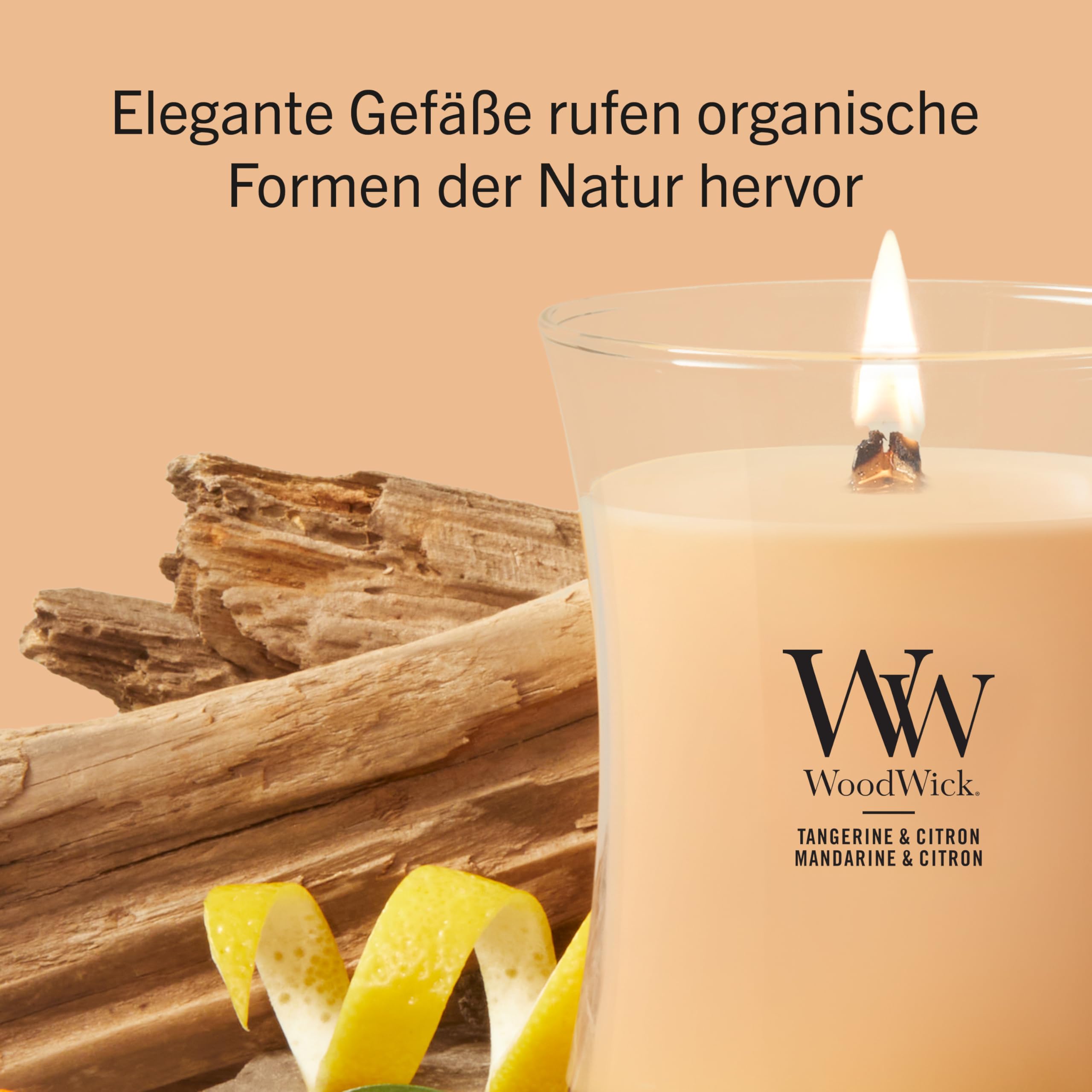 WoodWick Duftkerze | Mittlere Hourglass-Kerze | Tangerine & Citron | Perfekte Geschenke für Frauen