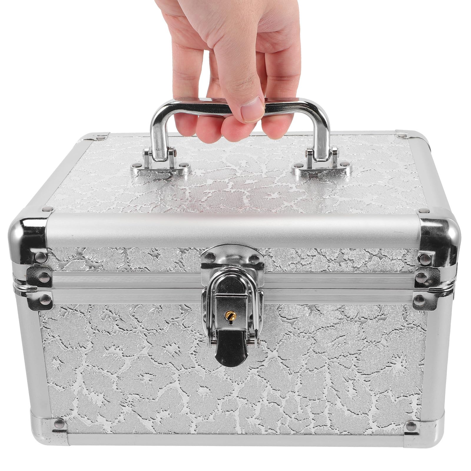 Große Silber mit Aluminiumlegierung Medikamentenbox, Griff | Großes Fassungsvermögen, Robust und Leicht zu Öffnen, für Werkstatt und Geschäftsreise, Kompakt Tragbar