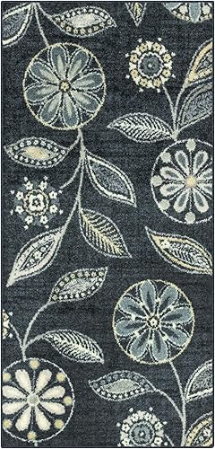 Maples Rugs Reggie - Alfombra de pasillo floral, fabricada en Estados Unidos, lavable, antideslizante, alfombra de interior para cocina, pasillo y