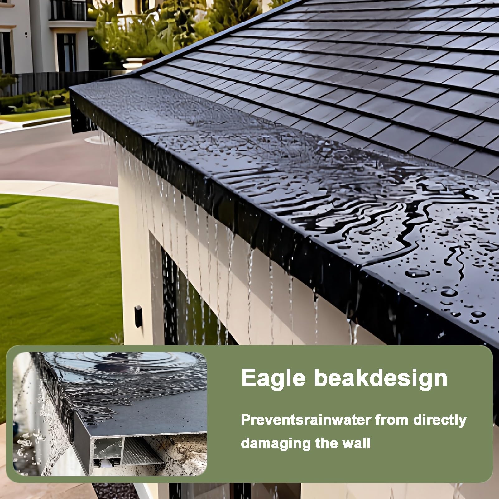 Aluminium Mauerabdeckung Mit Tropfkante, 0,2 Cm, Wandabdeckung Mit LED-Kanal, Anpassbarer Regenschutz Für Stützmauer, Balkon, Fenster, 13-30,5 Cm