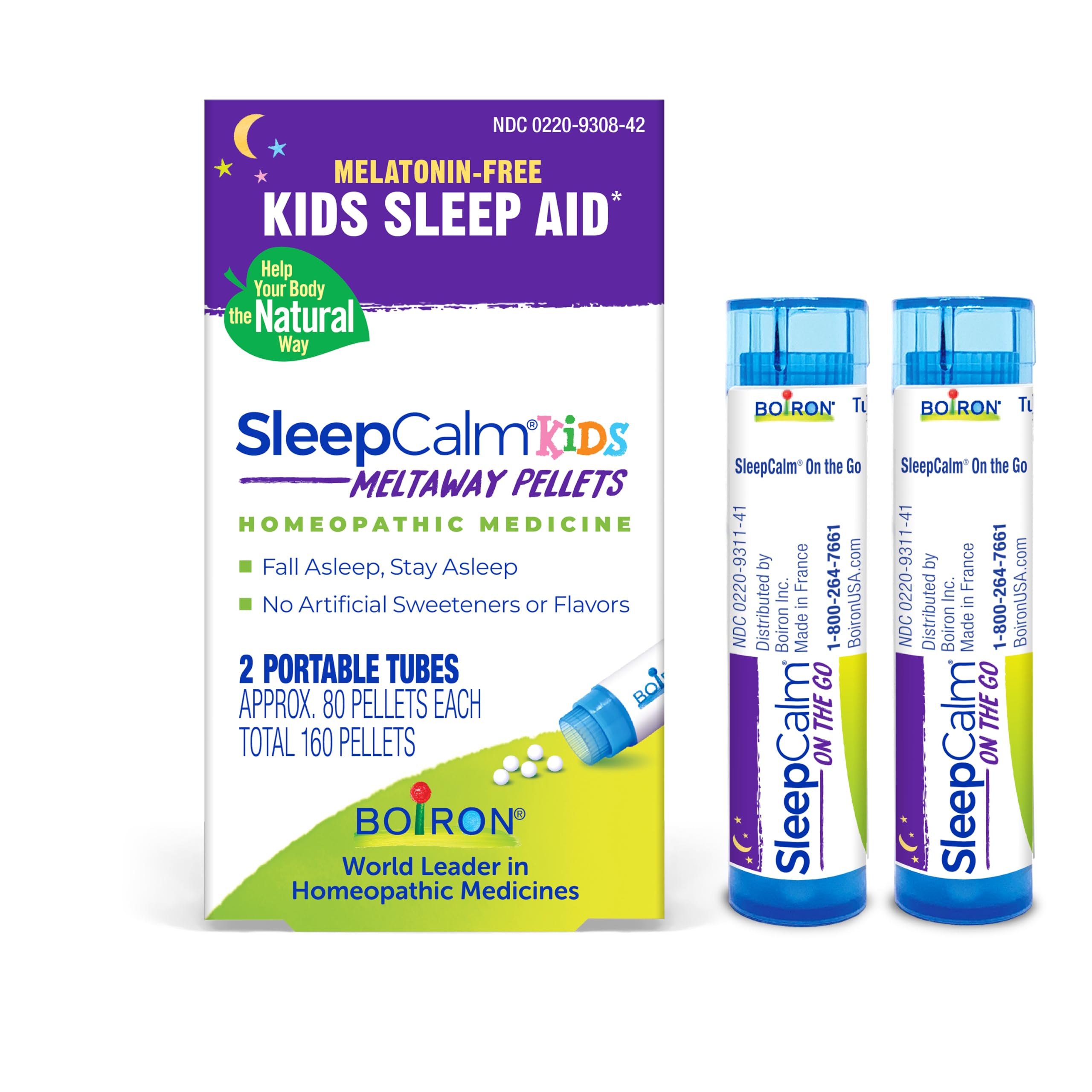 Boiron SleepCalm Kids Sleep Aid for Deep, Relaxing, Restful Nighttime Sleep - Melatonin-Free and Non Habit-Forming - 2 Count (160 Pellets)