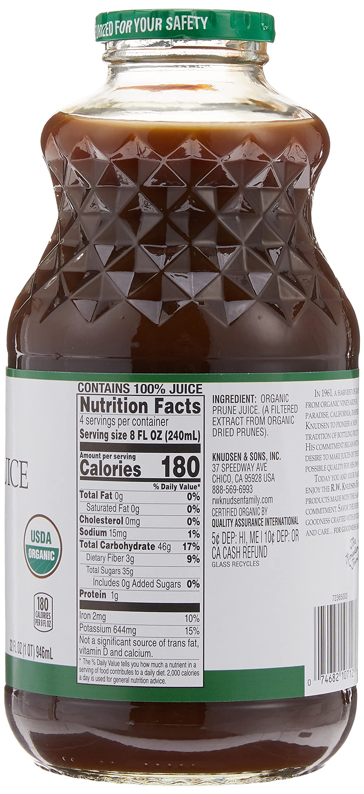 RW KNUDSEN Organic Prune Juice, 32 FZ (Pack of 5)