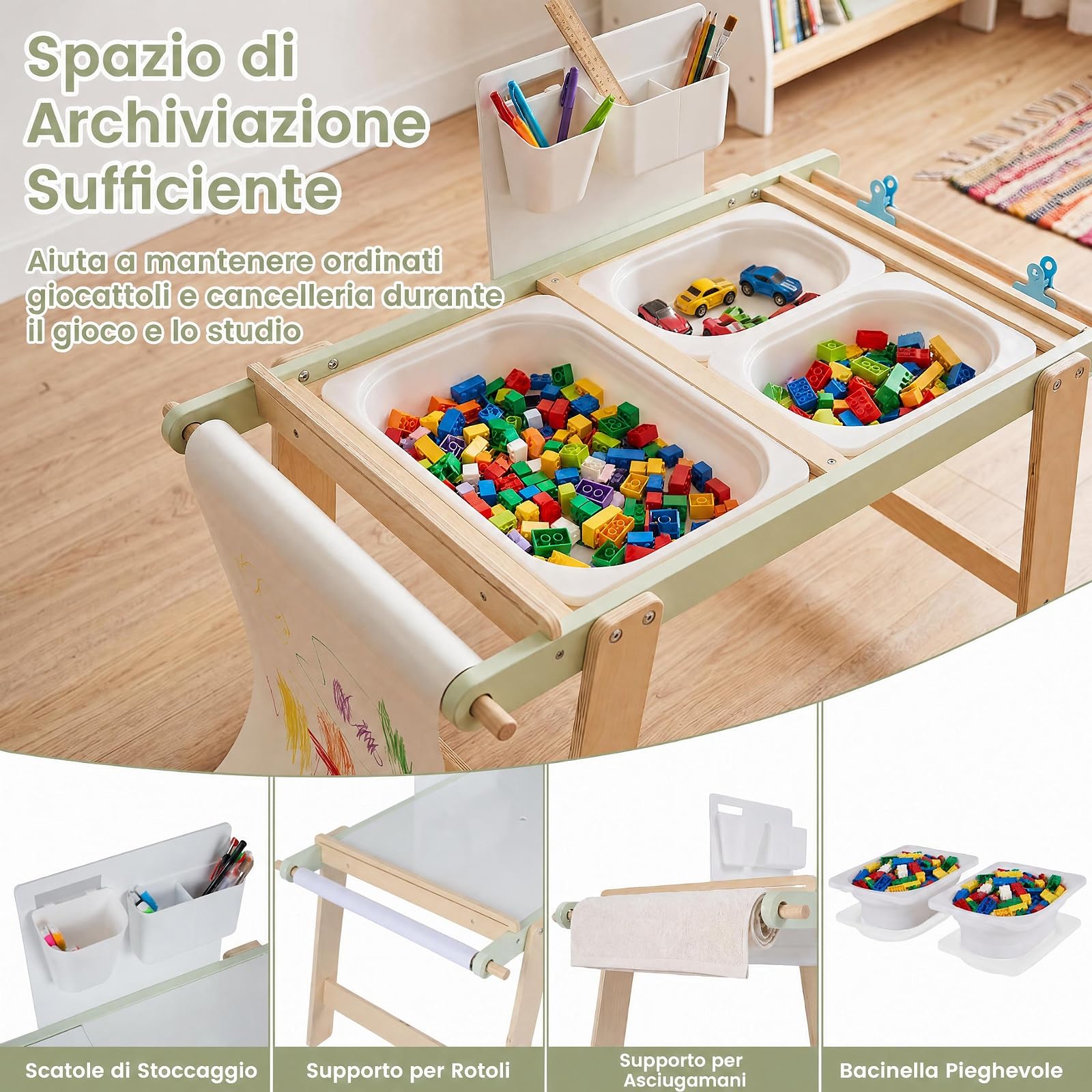 COSTWAY Tavolo Sensoriale per Bambini 3+ Anni, con Pannello Bifacciale