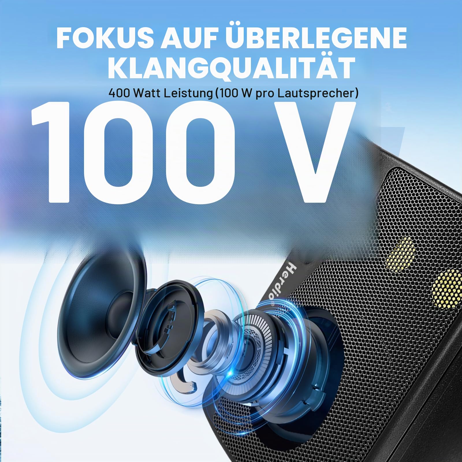 Herdio 3,5 Zoll passive Outdoor-Lautsprecher, kabelgebunden, wasserdicht, Wandmontage, Lautsprecher mit 400 W überlegenem Klang, Allwetter-Haltbarkeit, für Zuhause, Terrasse, Garten, Marine, Boot