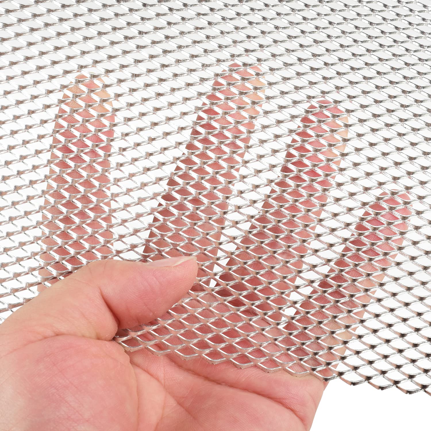 AggAuto - Griglia universale per auto in lega di alluminio, foro a nido d'ape da 4 x 8 mm, estensibile e universale, 100 x 33 cm, argento