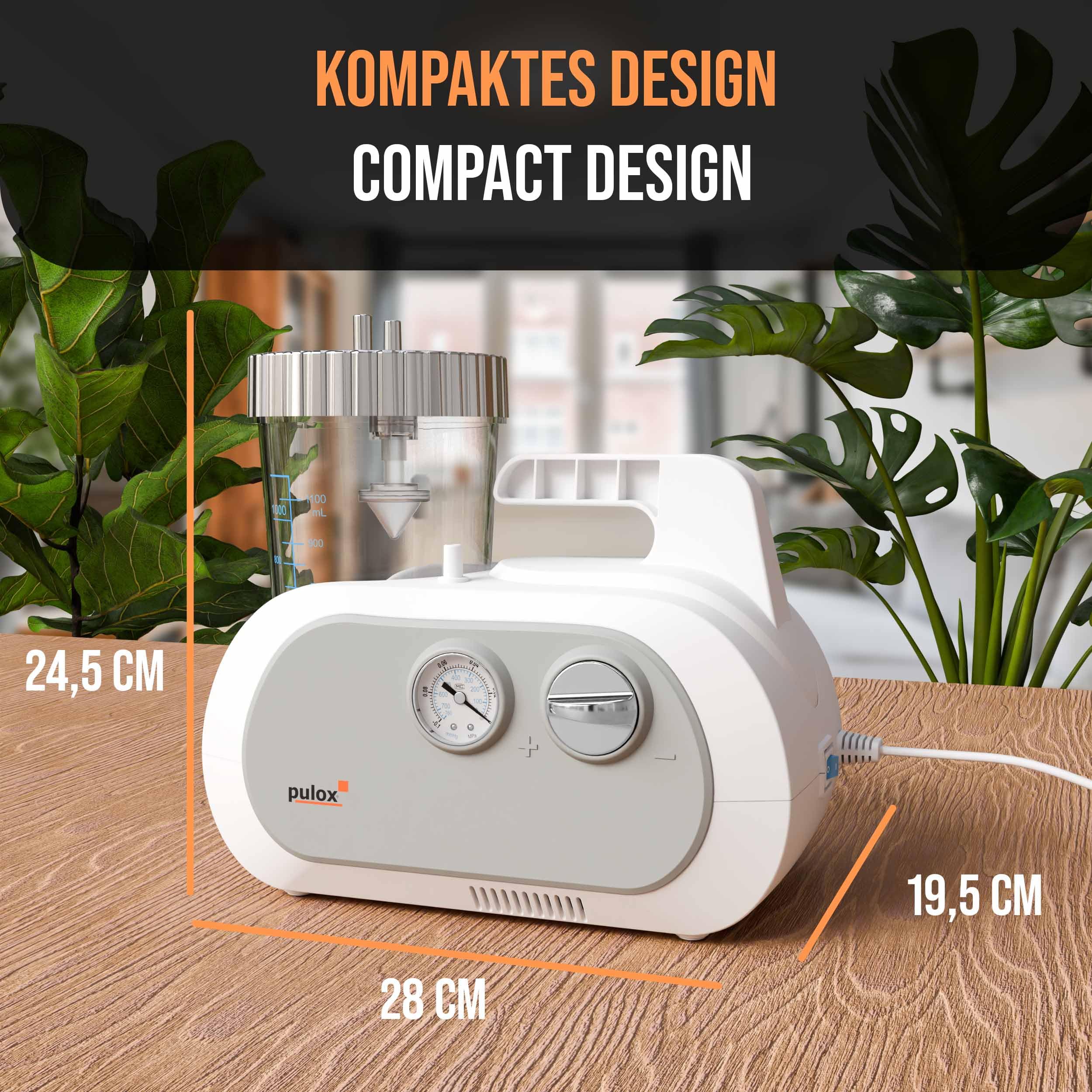 Pulox ASP-181 Elektrische Absaugpumpe für Sekret und Schleim medizinisch | Automatischer Sekretsauger, Schleimsauger zur Sputumabsaugung, leistungsstark für Praxis, Pflege und häusliche Anwendung