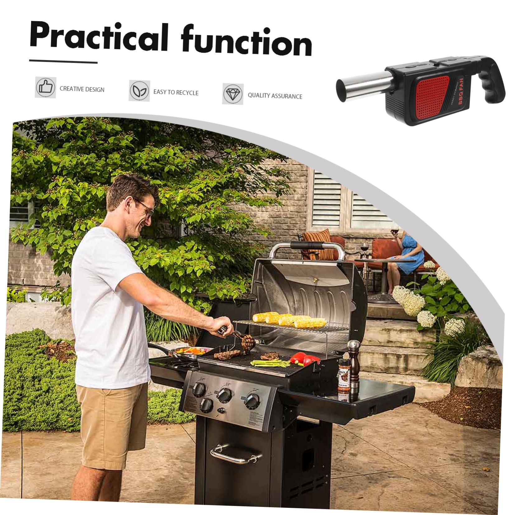 SHINEOFI 2 pezzi Soffiatore Elettrico Portatile per Barbecue Strumento Soffietto Maneggevole per Accensione con Batteria Aa per Campeggio e Grigliate Outdoor