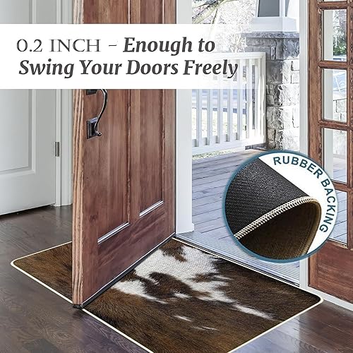 Miniatura 4 de TOMWISH Alfombra de cocina de Navidad con estampado de piel de vacuno, antideslizante, lavable, de 17 x 47 + 17 x 27 pulgadas, para cocina,