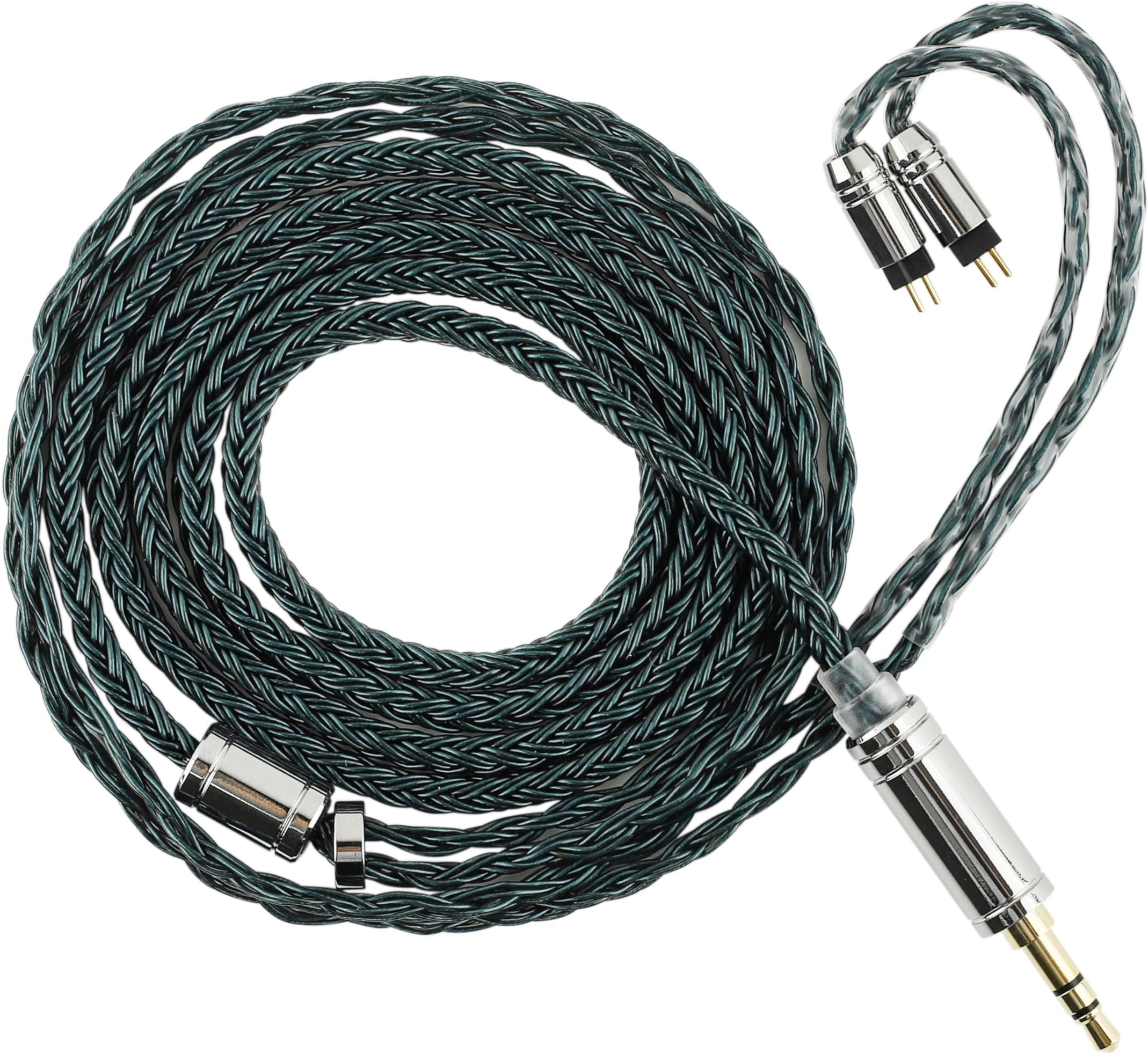 Linsoul Tripowin Zonie IEM Cable, 16 Core Silver Plated Earphone Upgraded Cords, 1.25m SPC in Ear Monitor Cable for 7hz Zero:2 Orchestra Lite Cadenza Hype4 Supermix4(2pin 0.78mm, 3.5mm)(Moss)
