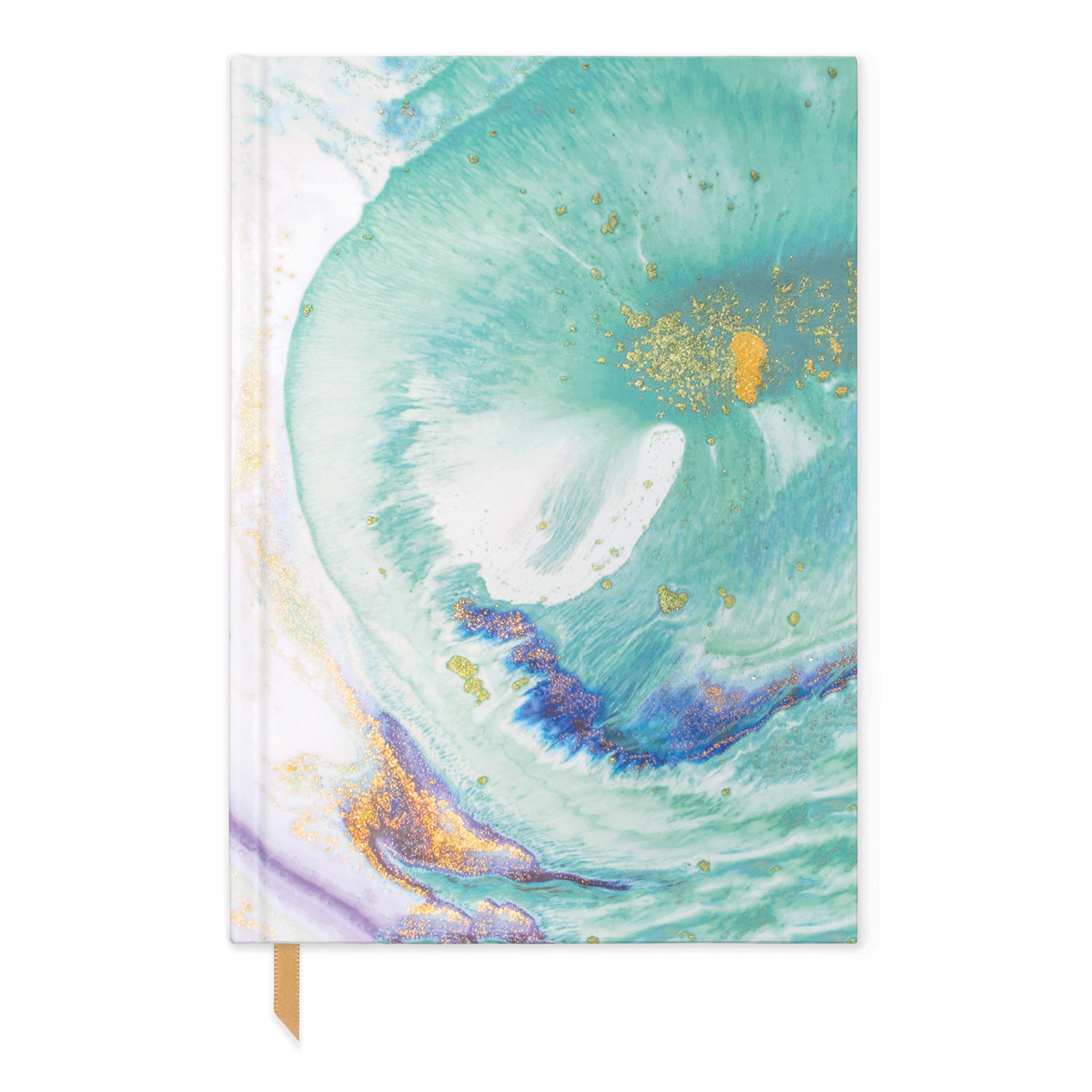 DesignWorks Ink Soft Touch Hardcover Journal with Pocket, 5.75 x 8.125-Inch, Teal Marbled