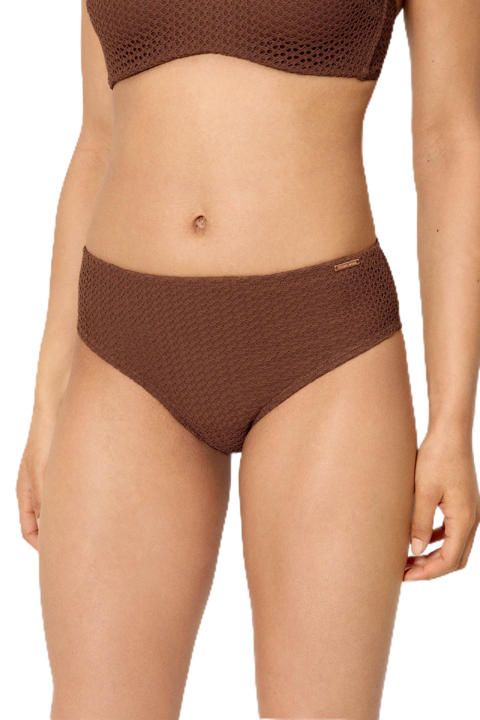 YSABEL MORA. Braga Bikini Moldeadora Midi. Compresión en Abdomen Inferior con Textura de Tejido Calado. Combínala con Un Top de Bikini para Crear El Bikini Colección Sand.