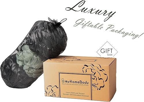 Miniatura 8 de myHomeBody Spa Day Bath & Facial Bundle - Esponja de baño de lufa con esponjas faciales de doble textura