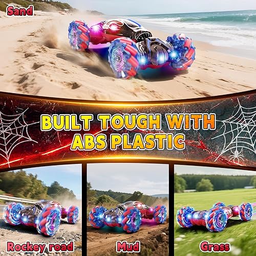 Miniatura 4 de S-pider - Auto de control remoto para niños de 4 a 7 años de edad, auto de acrobacias a control remoto con sensor de gestos con luces de rocío