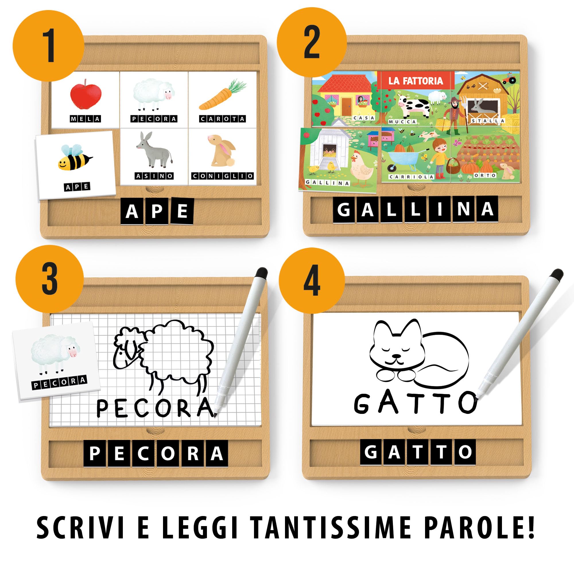 Puzzle Tactile Animaux Sauvages - 4 Puzzles En Relief Pour Enfants 2-4 Ans, Jeu éducatif Sensoriel | HEADU Made In Italy