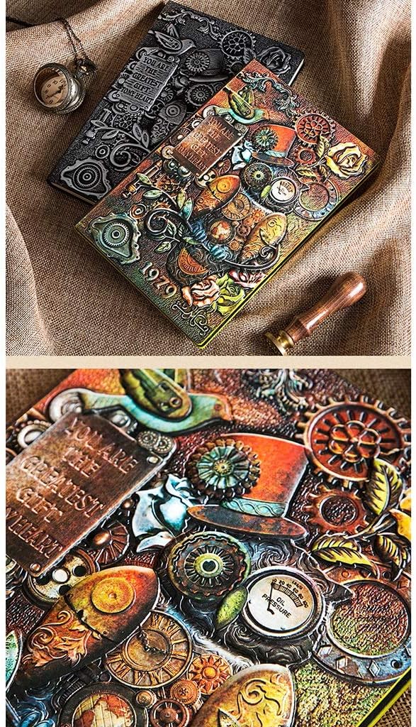 Composition Embossed Handmade Hardcover PU Leather Vintage Journal Notebook Travel Diary 8.3''5.7'' 200 Page for Gift Boys Work Journal (Color : Brown) (Multi Colored)