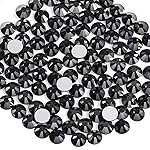 Beadsland Flat Back Crystal Rhinestones Round Gems for Nail Art and Craft Glue Fix, Jet Hematite, 10mm, SS50/144pcs