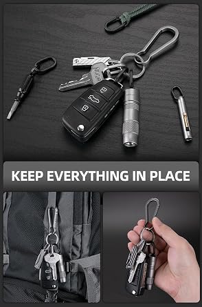 KEEPO LINK Titanium Key Ring Side Pushing, Small Keychain Connector, 2 Pcs