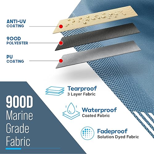 Miniatura 5 de KapscoMoto Cubierta superior de barco Bimini de 4 arcos con postes de soporte traseros de 91-96 pulgadas de ancho, a prueba de decoloración, lona