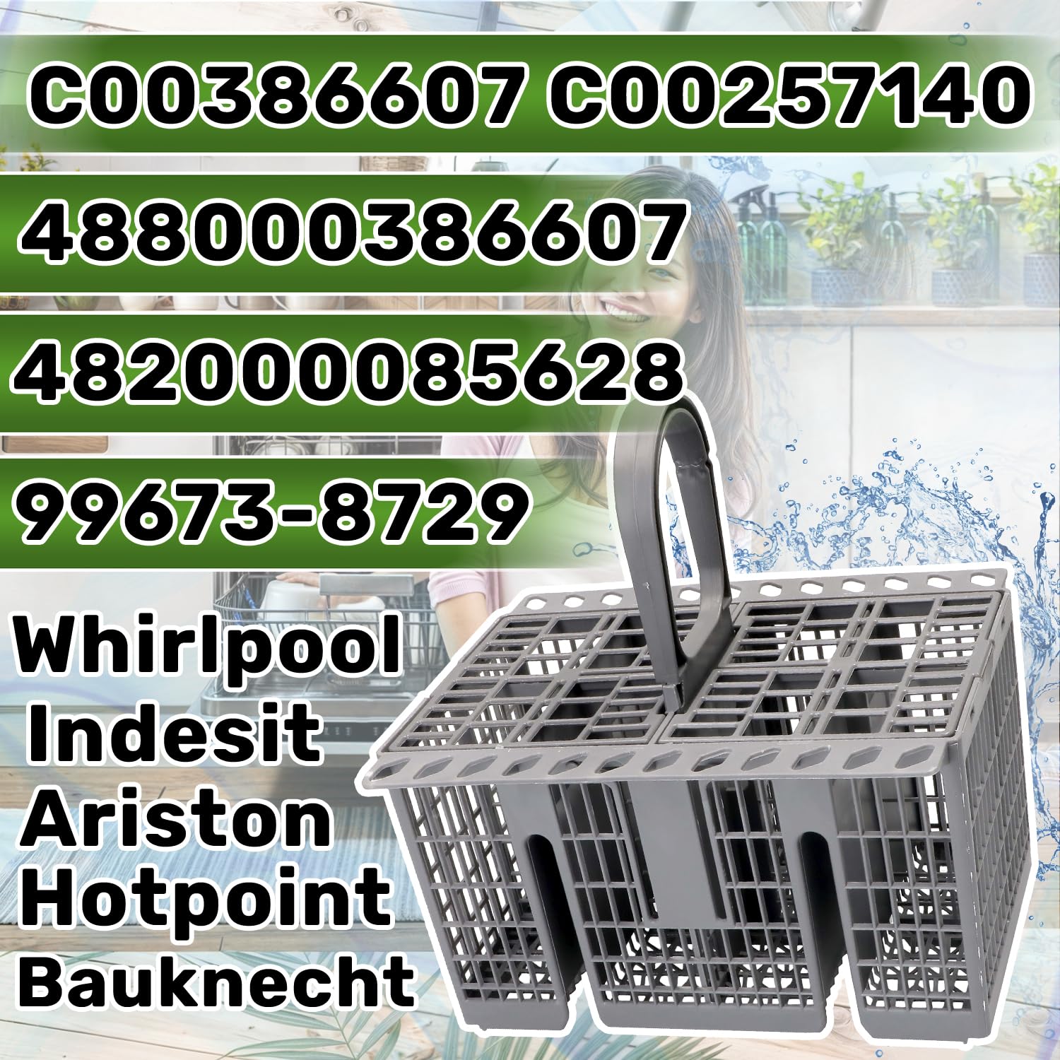 Panier à Couverts Lave-Vaisselle ONIX TECH - Compatible Indesit, Whirlpool - 208x160x188mm - Garantie 5 Ans
