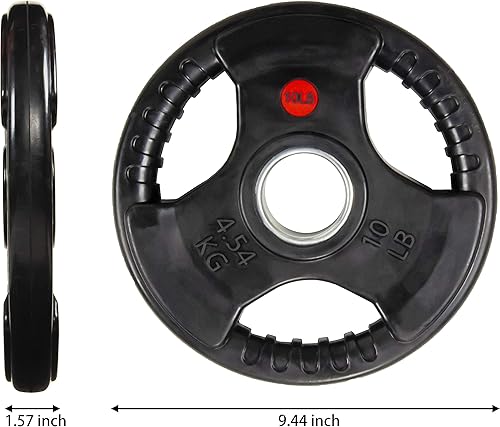 Miniatura 3 de BalanceFrom Placa de peso de hierro fundido recubierto de goma para entrenamiento de fuerza y levantamiento de pesas, olímpico o estándar