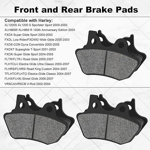 Miniatura 5 de Pastillas de Freno Delantero y Trasero para Harley FLHTCU-I Electra Glide Ultra ClassicFLHRCi Road King ClassicTouring FLHT 2000-2007 Dyna FXDLi