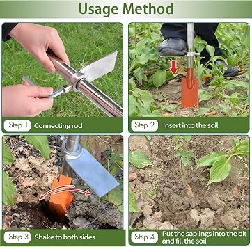 Dibble Bar Planting Tool with Foot Pedal, Sturdy Construction Tree Planting Bar with Stainless Steel Pole, T-Handle Dibbler Gardening Tool Digging Bar Long Triangle