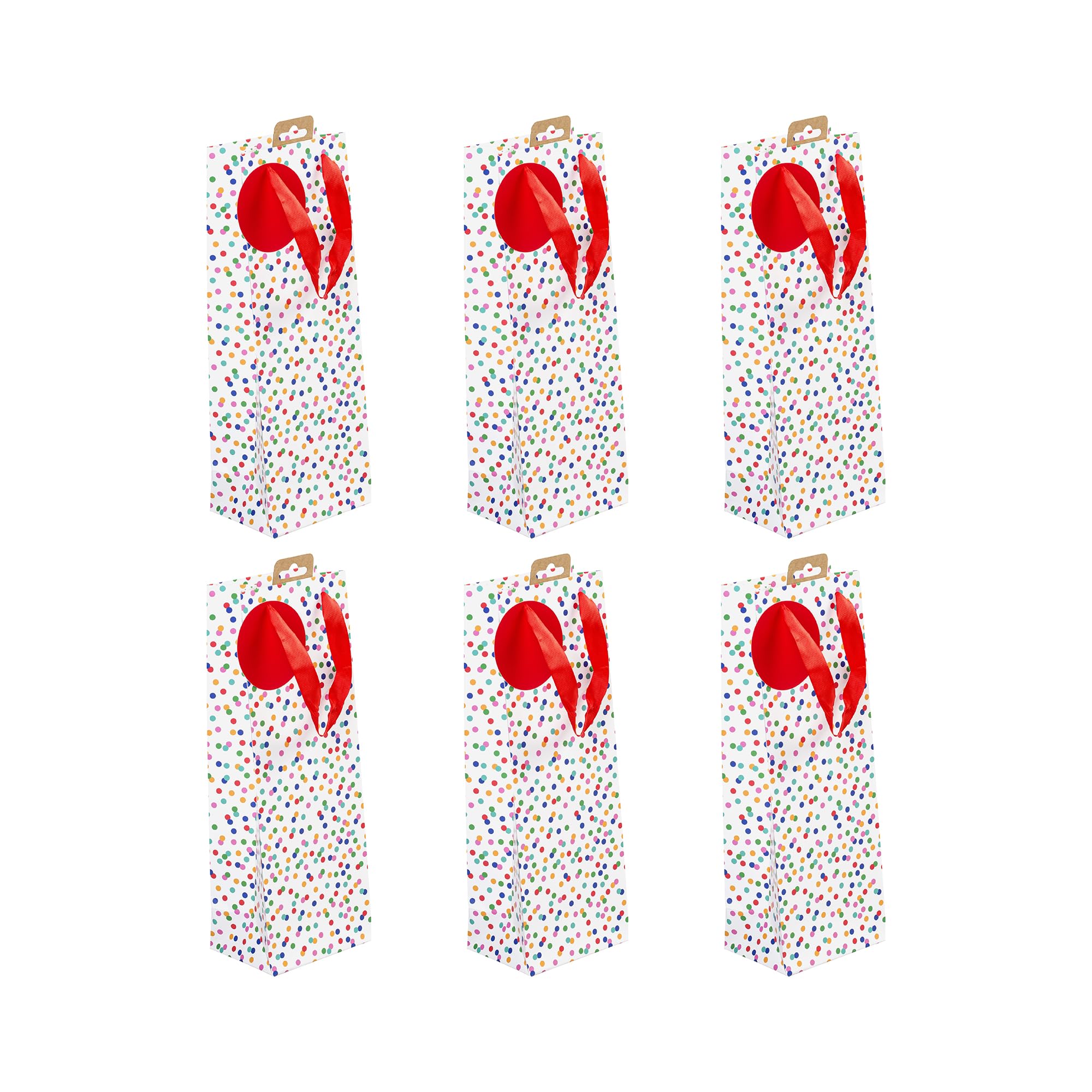 Clairefontaine 26988-4Cpack - A Set of 6 Excellia Gift Bags - Bottle - Dimensions : 12,7x9x35,5 cm - 210g - Design : Multicoloured Dots - Gift wrapping, Bottle
