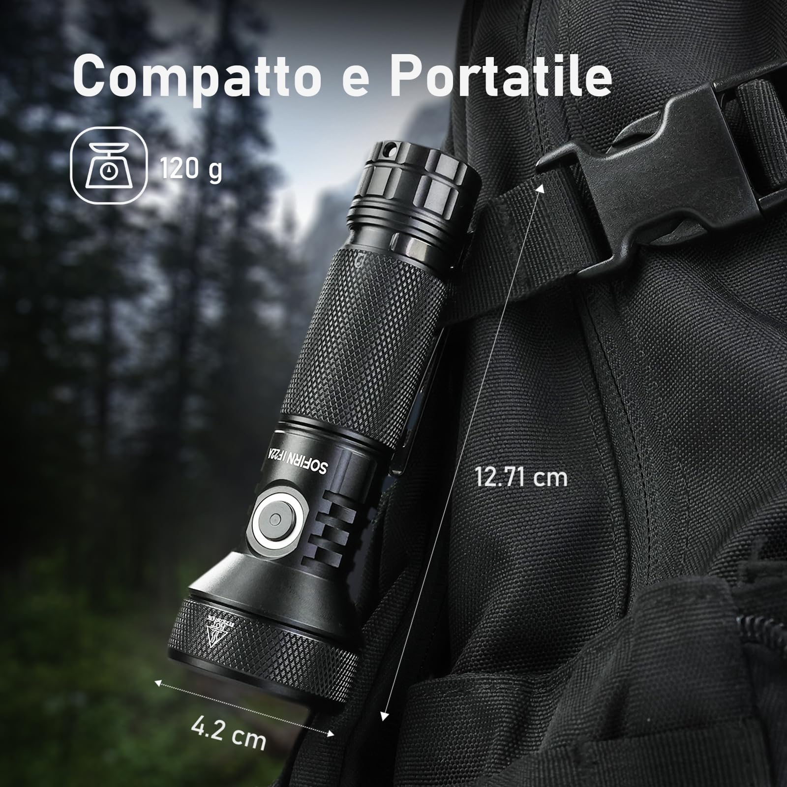 SOFIRN IF22A Torcia LED Potente 2100 LM,629 m,Torcia Ricaricabile USB-C, SFT40, Torcia Tattica e Outdoor per Campeggio, Escursionismo, Pesca e Emergenza