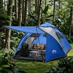 Night Cat Pop Up Tent 2-3 Persons Instant Set Up Tent with Footprint Tarp & Porch, Automatic Double Layer Waterproof Camping Tent with Rainfly