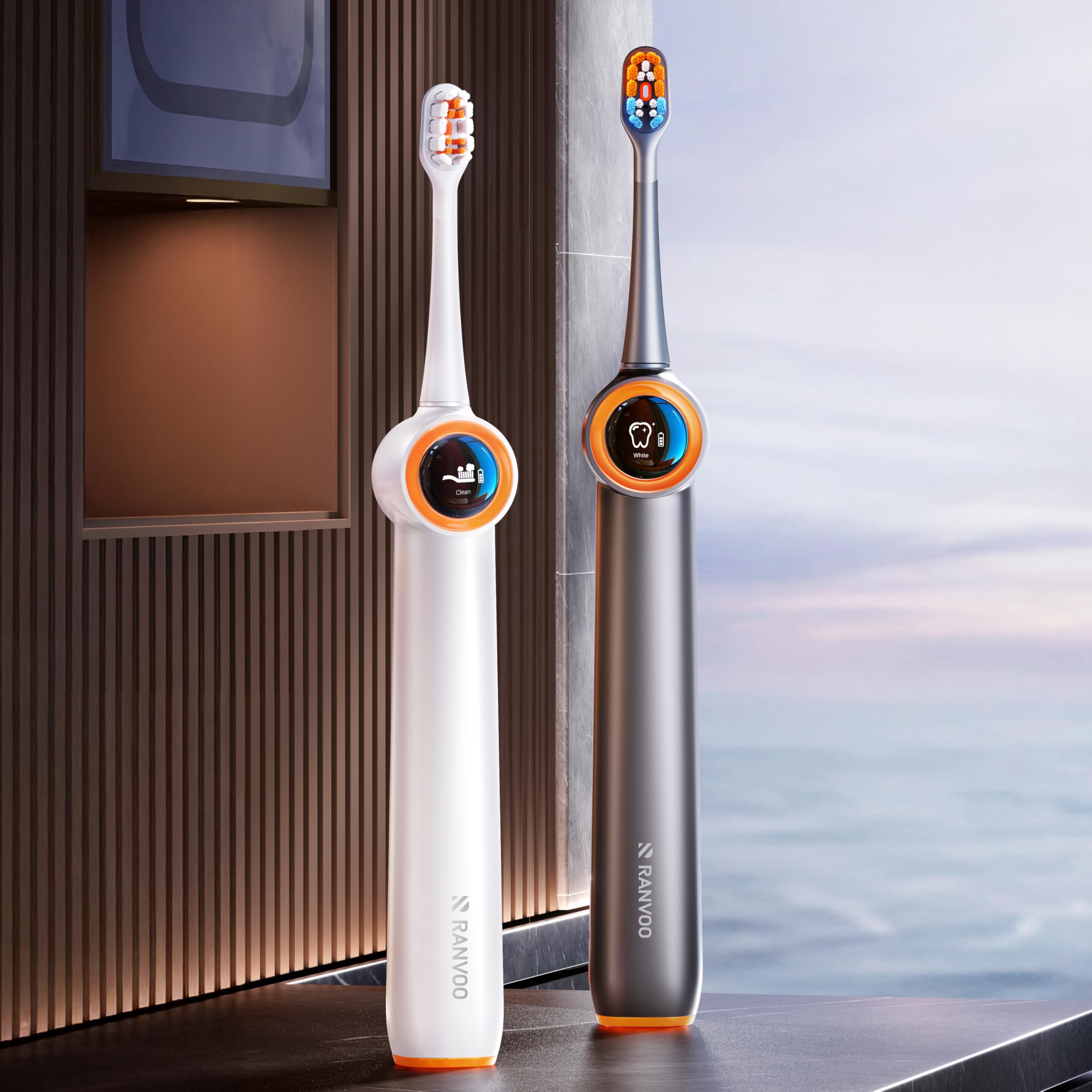 RANVOO[Vibrating & Flossing 2-in-1] Bubble Sonic Electric Toothbrush, 100% Plaque Removal, Whiter for Adult Protect Gum Orthodontic Teeth Cleaning Rechargeable Gift with 2 Soft Brush Heads Grey