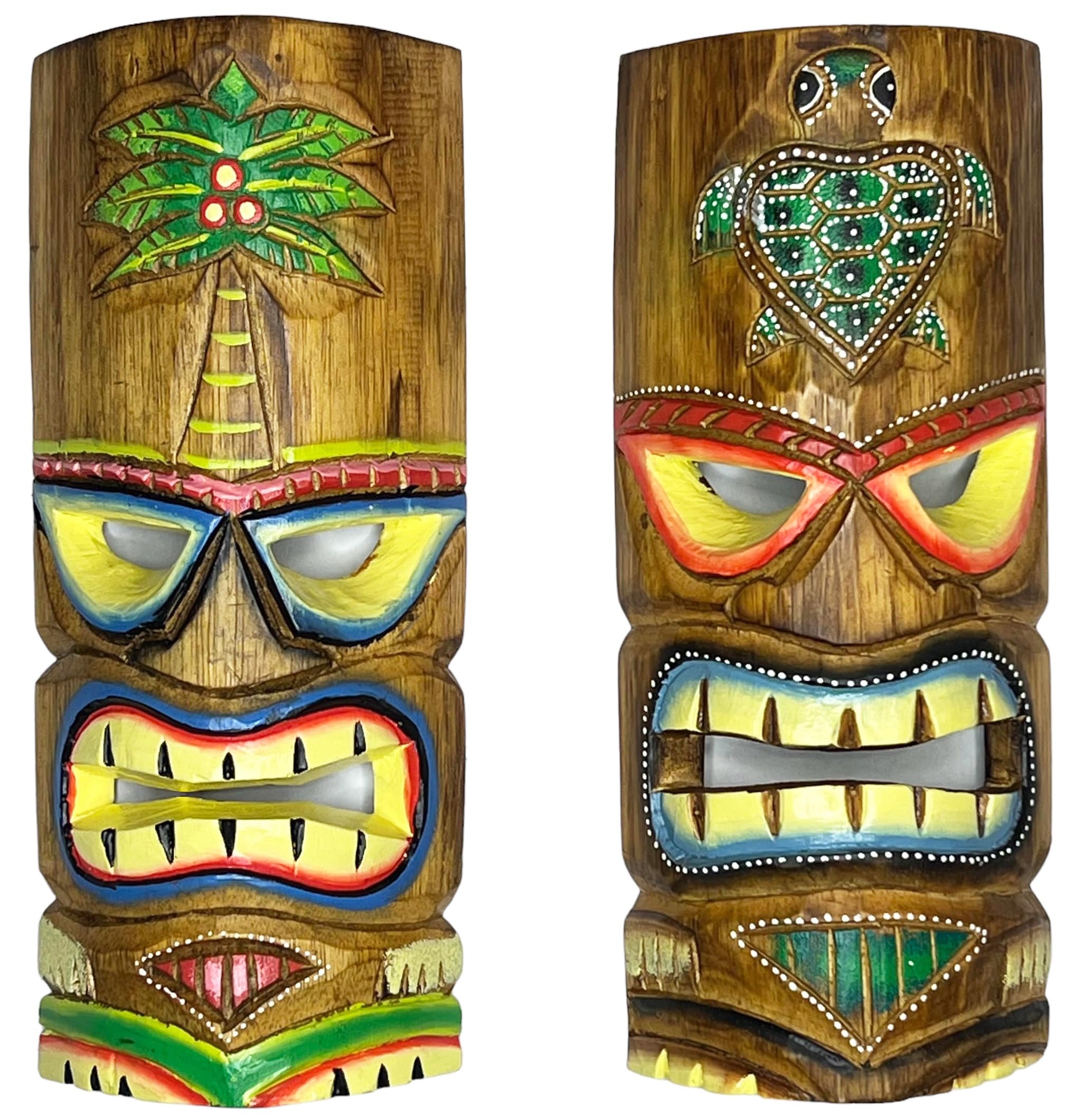 Amazon.com: Set of 2 – Colorful Tiki Mask – Unique Hand Carved