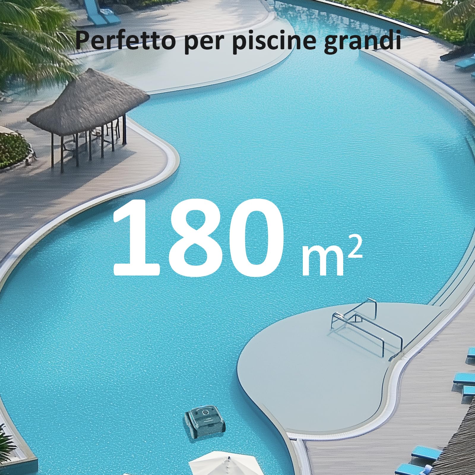 WYBOT C2 Vision AI Telecamera Robot Piscina Cordless con Batteria, Robot Piscina pareti e Fondo, filtrazione a Due Strati, aspirazione Potente, per Piscine interrate Fino a 180㎡(Grigio-Verde)