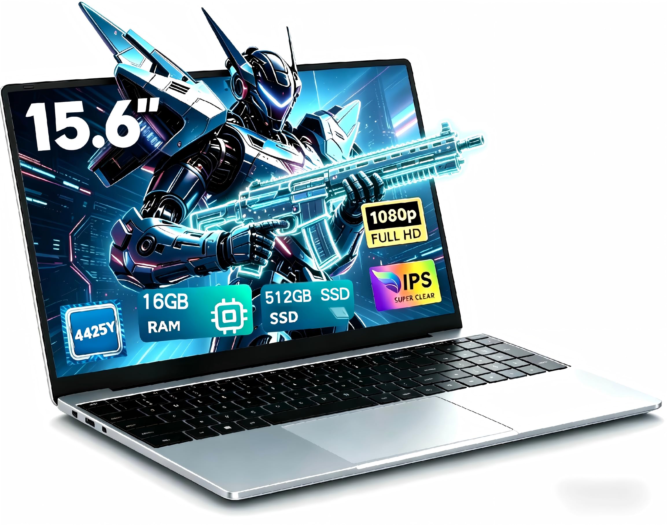 CHIFUYOU PC Portatile 16GB RAM DDR3 512GB SSD Notebook 15,6 pollici Computer portatile da ufficio processore 4425Y (fino a 1,7 GHz), 1920 × 1080 Full HD, Win 11, compatibile con Wi-Fi 5 e Bluetooth