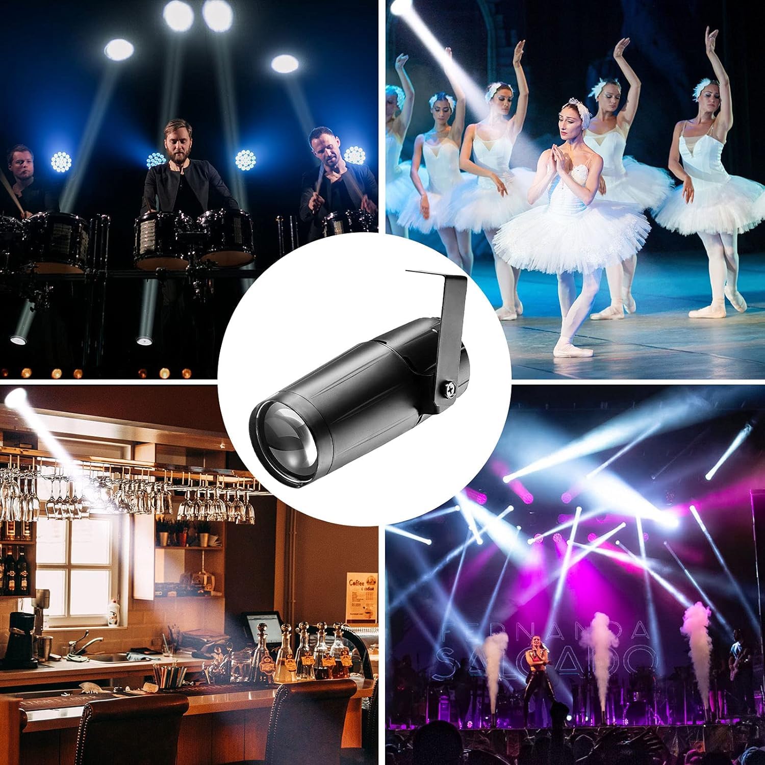 2PCS LED Pinspot Licht, DJ Effekt Weiße Punktstrahler Spot Licht für Discokugel Spiegelkugel Party Hochzeit Halloween Weihnachten Dance DJ Show