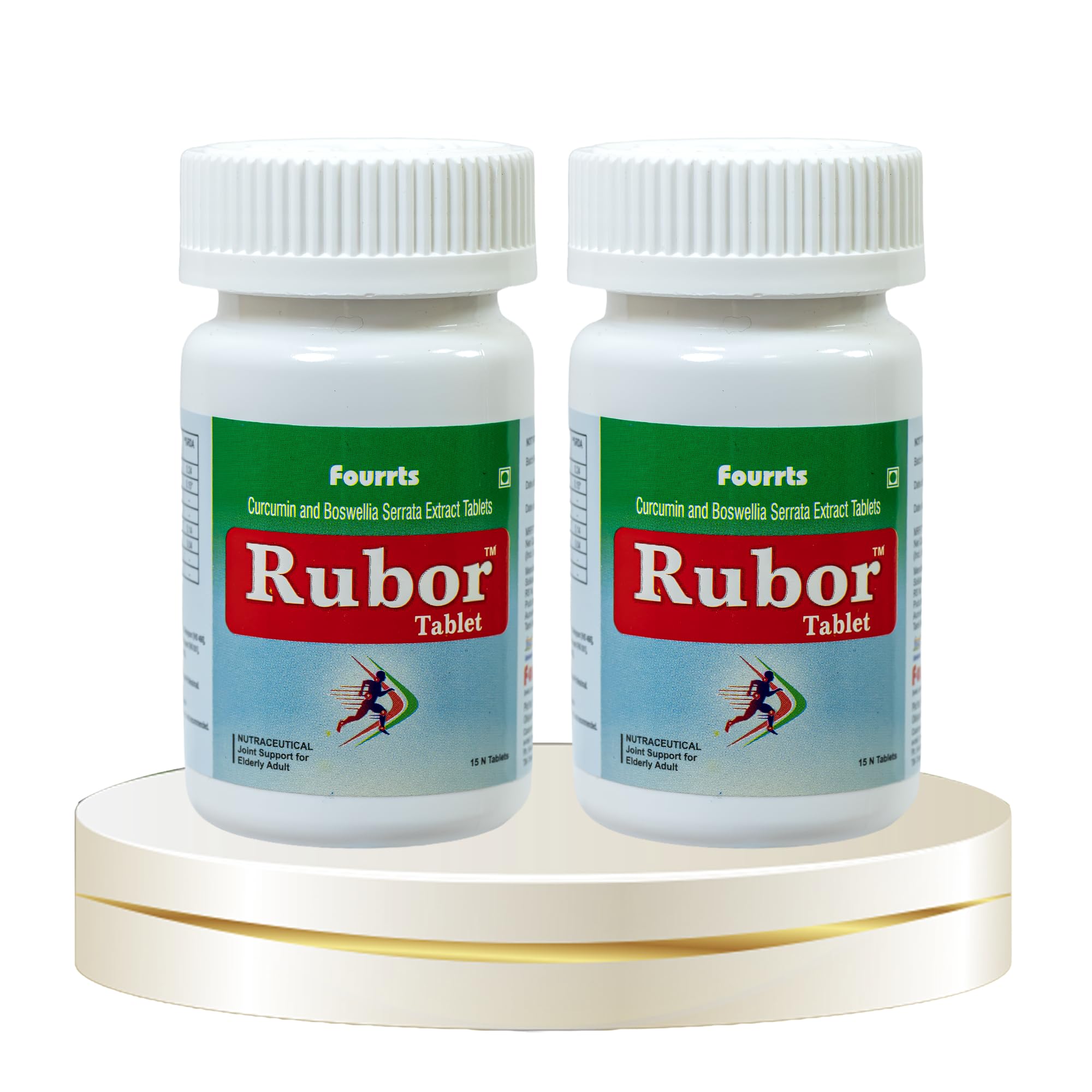 Fourrts Rubor Tablet 15's (Pack of 2) | Osteoarthritis, Arthritis, Joint Pain & Stiffness Support | Bioavailable Curcumin & Boswellia Serrata Extract | Nutraceutical for Joint Mobility, Flexibility & Active Living | For Adults & Elderly-image-0